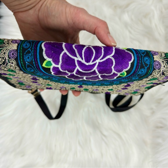 Wallet Ethnic Boho Embroidery Floral Small bags zipper fashion cross body - Picture 4 of 5